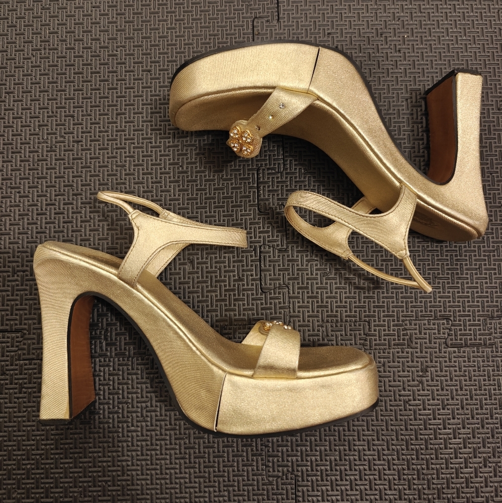 Y2K Elegant Gold Platform Heels